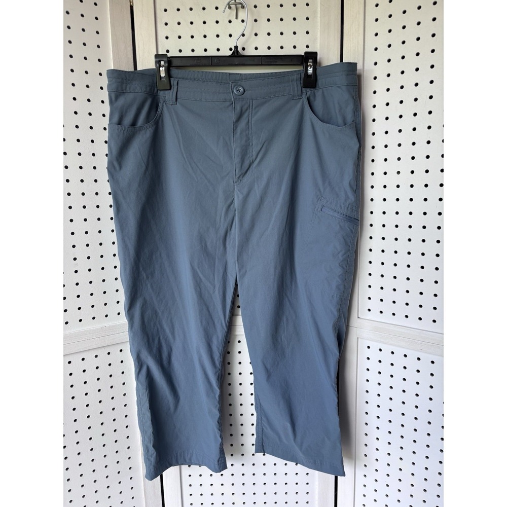 Eddie Bauer Tech Capri Pants‎ Women's 16 Blue Cargo Zip Nylon Stretch Hiking